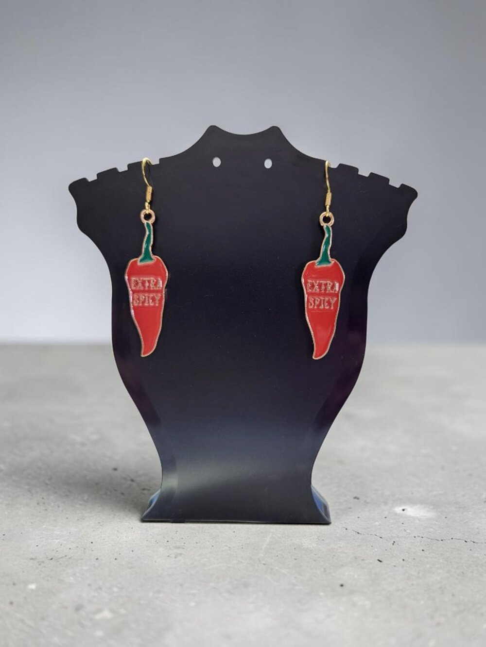 Extra Spicy Hot Pepper Earrings Red Chili Novelty Dangles - Picture 2 of 8